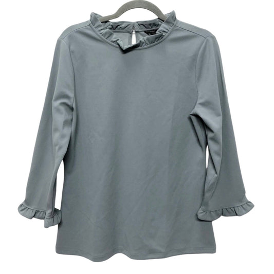 Top Long Sleeve By Ann Taylor In Green & Grey, Size: M