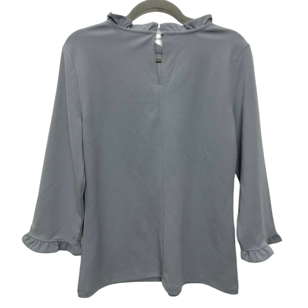 Top Long Sleeve By Ann Taylor In Green & Grey, Size: M