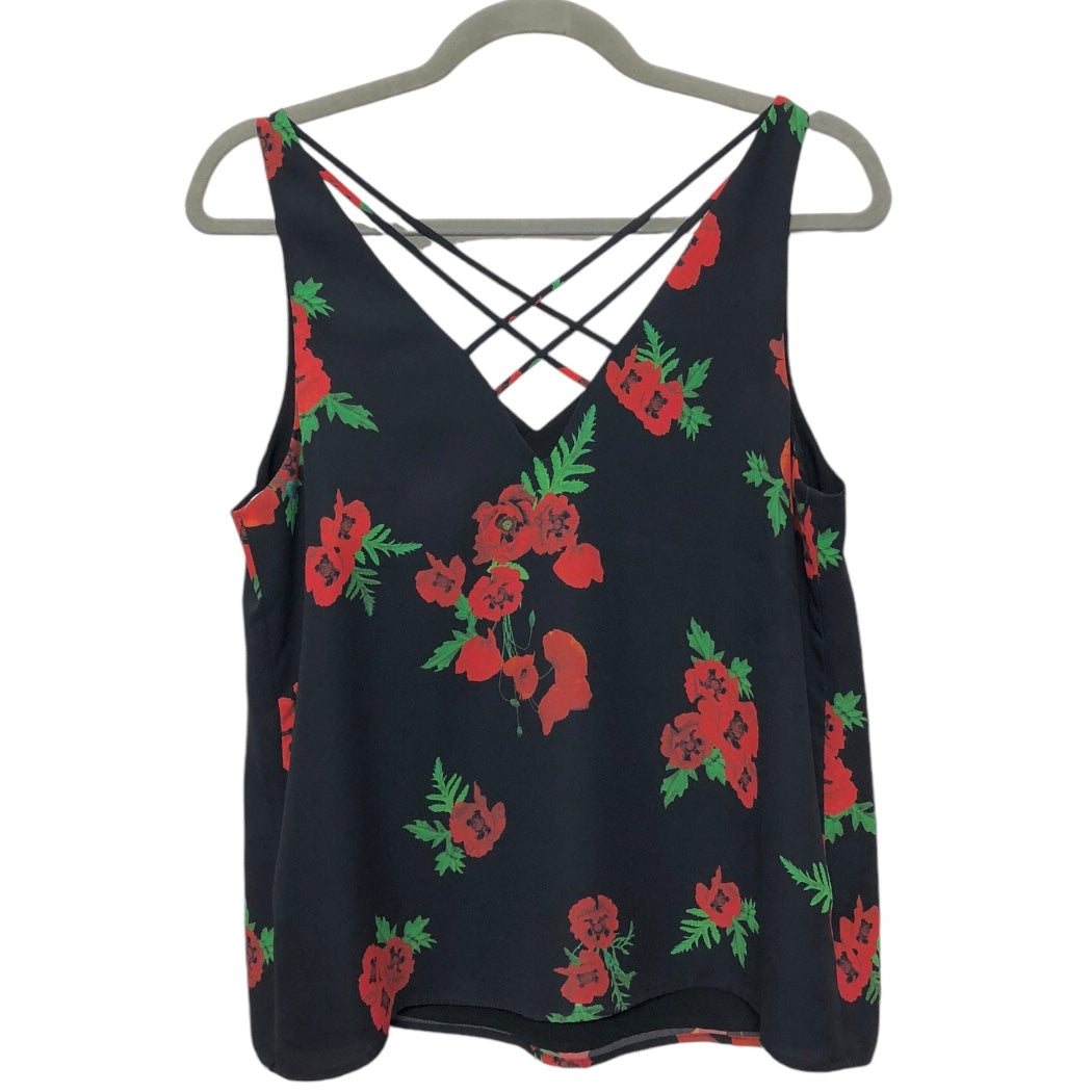 Blouse Sleeveless By Express In Black & Red, Size: S