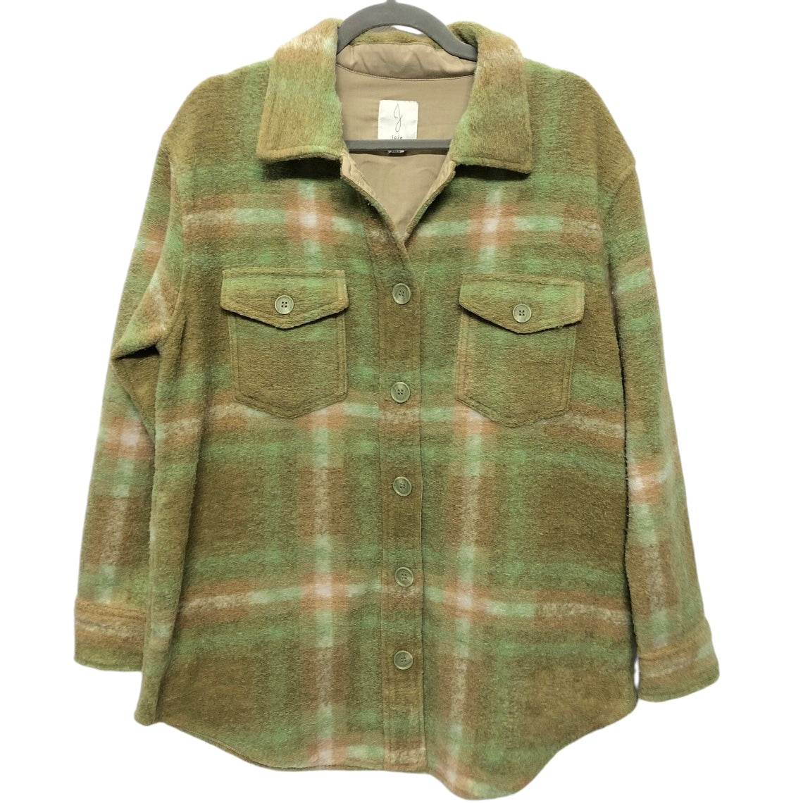 Jacket Shirt By Joie In Green, Size: M