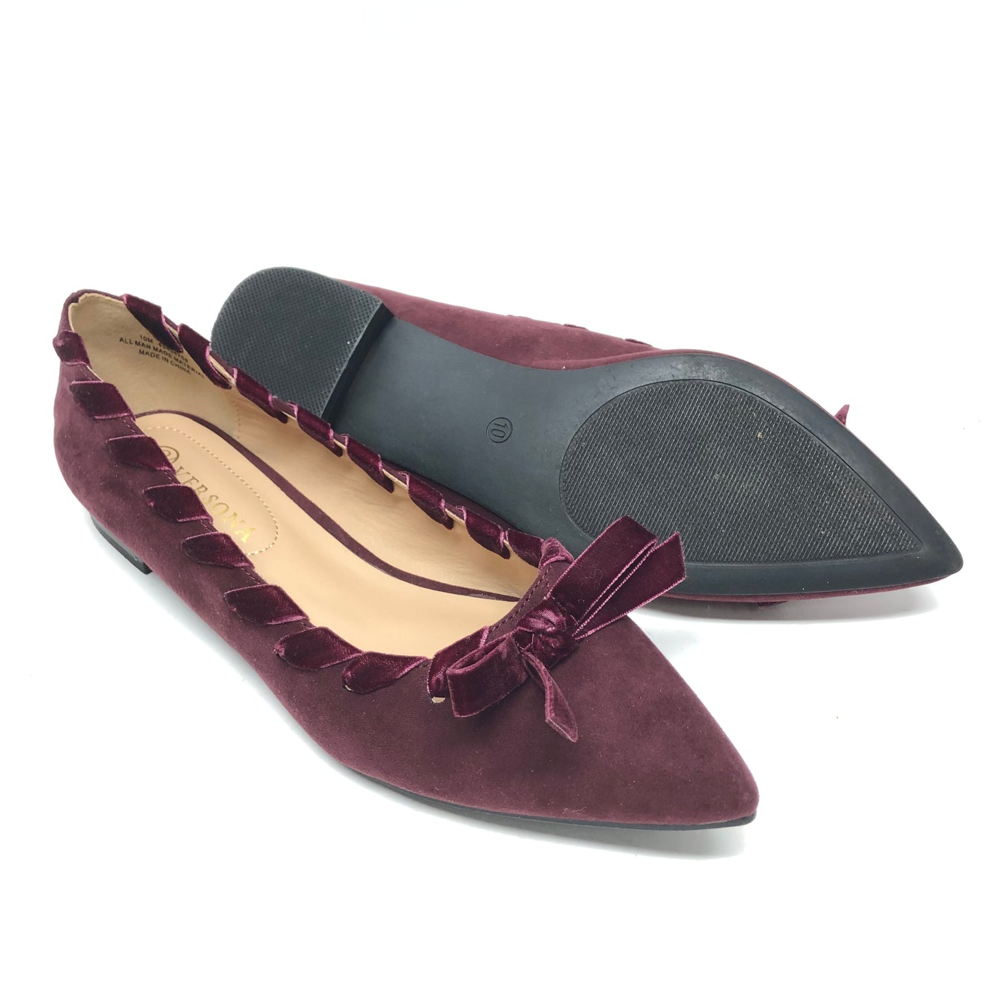 Shoes Flats By Versona In Maroon, Size: 10