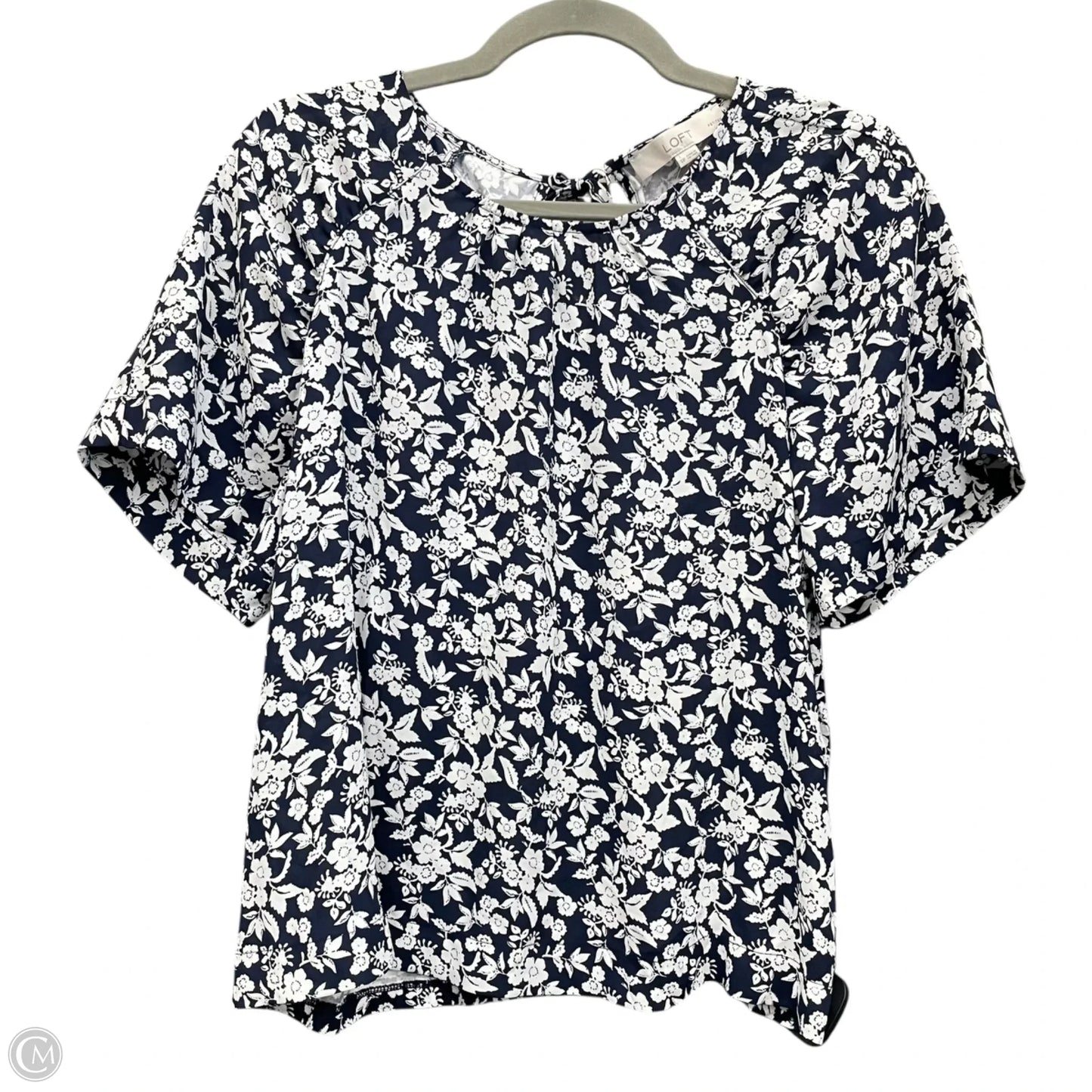Top Short Sleeve By Loft In Blue & White, Size: Sp