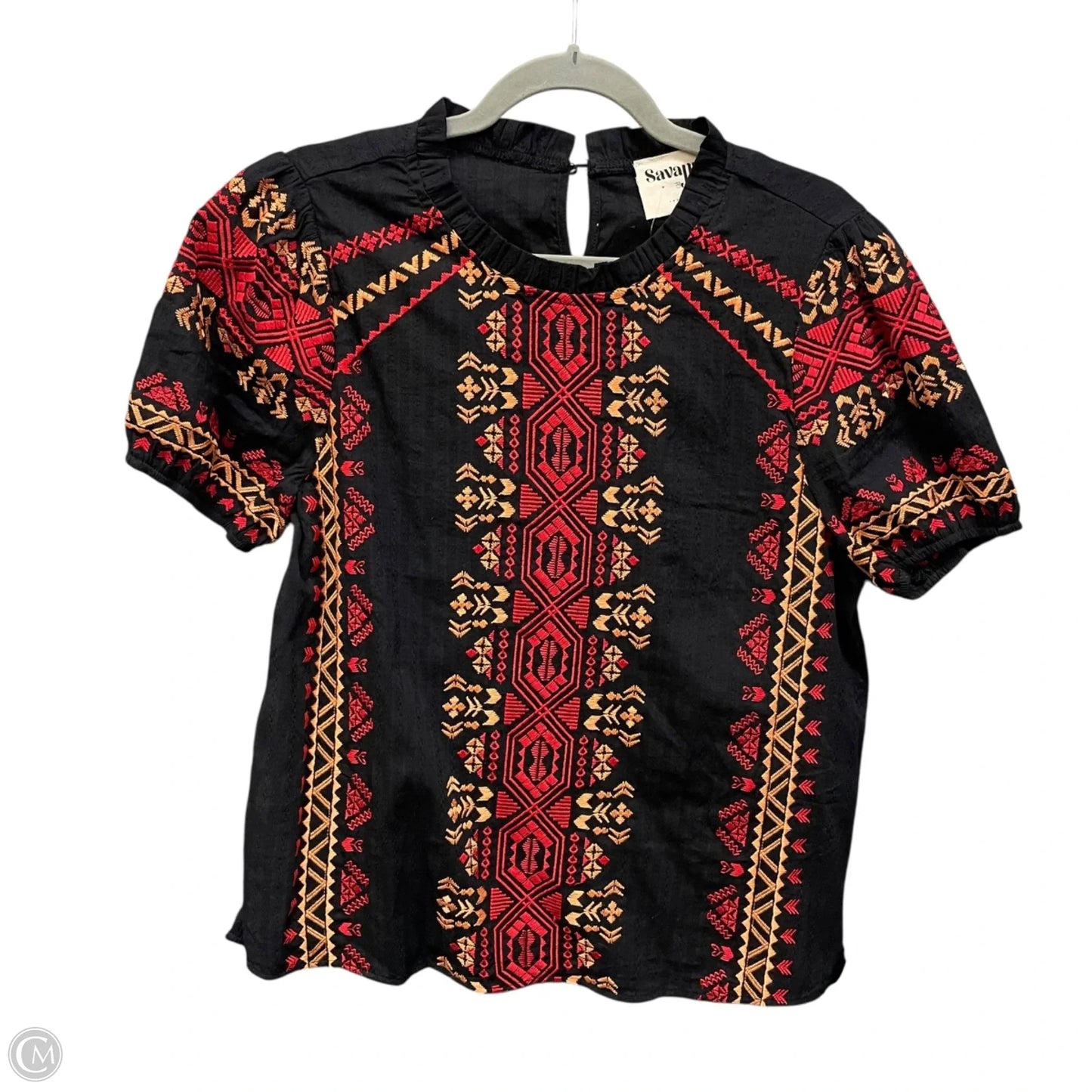 Top Short Sleeve By Savanna Jane In Black & Red, Size: S