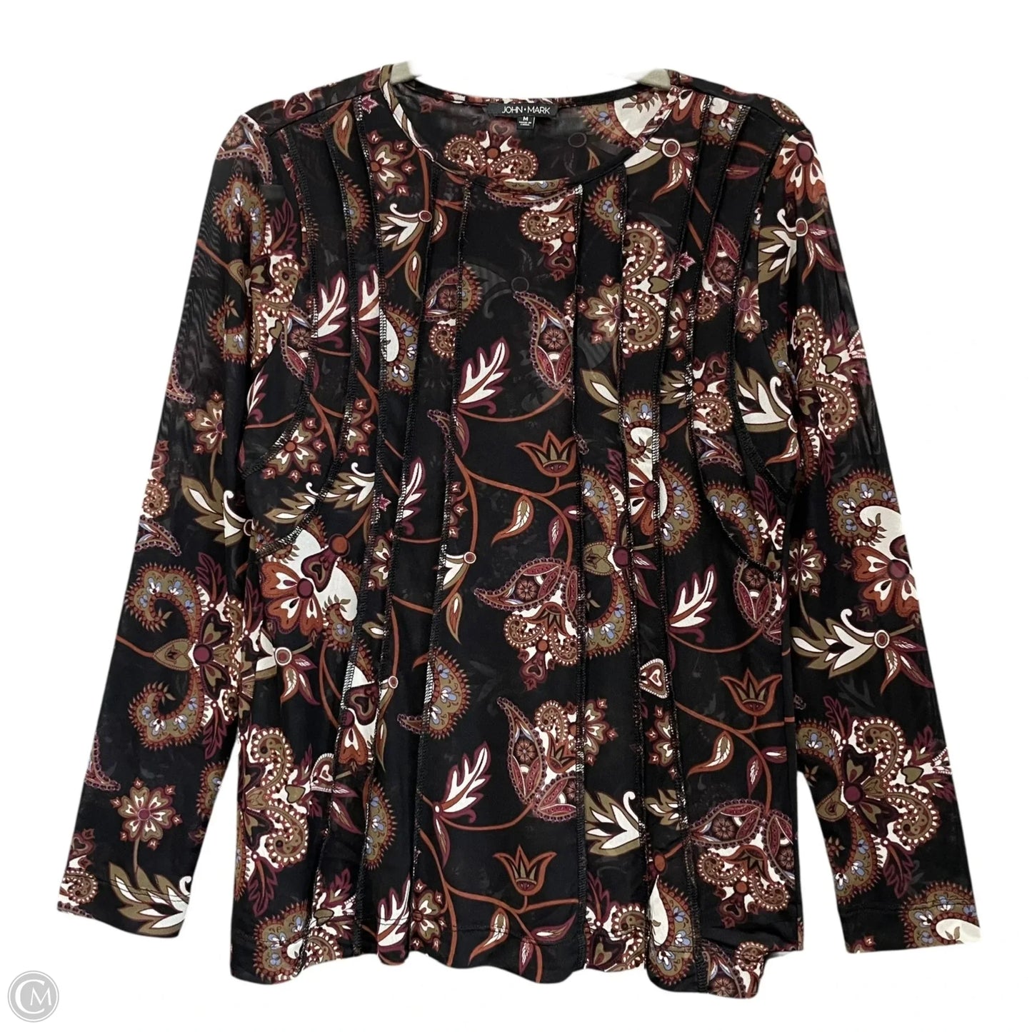 Top Long Sleeve By John Mark In Black, Size: M