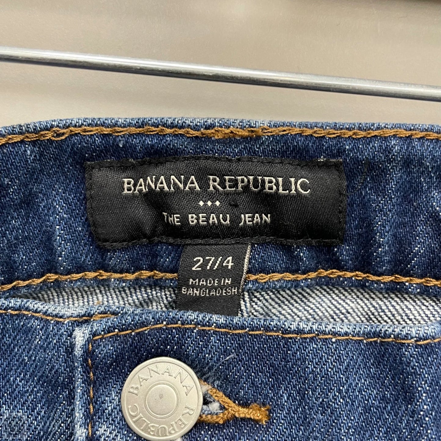 Jeans Straight By Banana Republic In Blue Denim, Size: 4