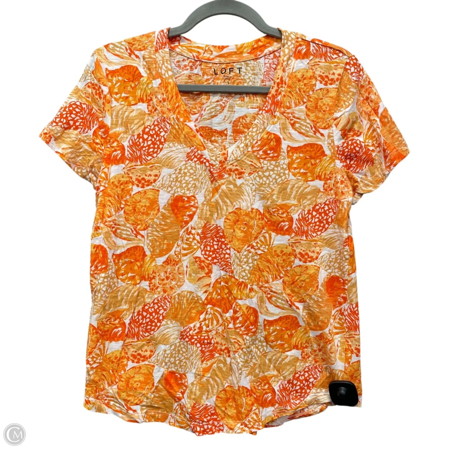 Top Short Sleeve Basic By Loft In Orange & White, Size: S