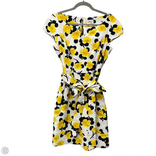Dress Designer By Milly In White & Yellow, Size: 10