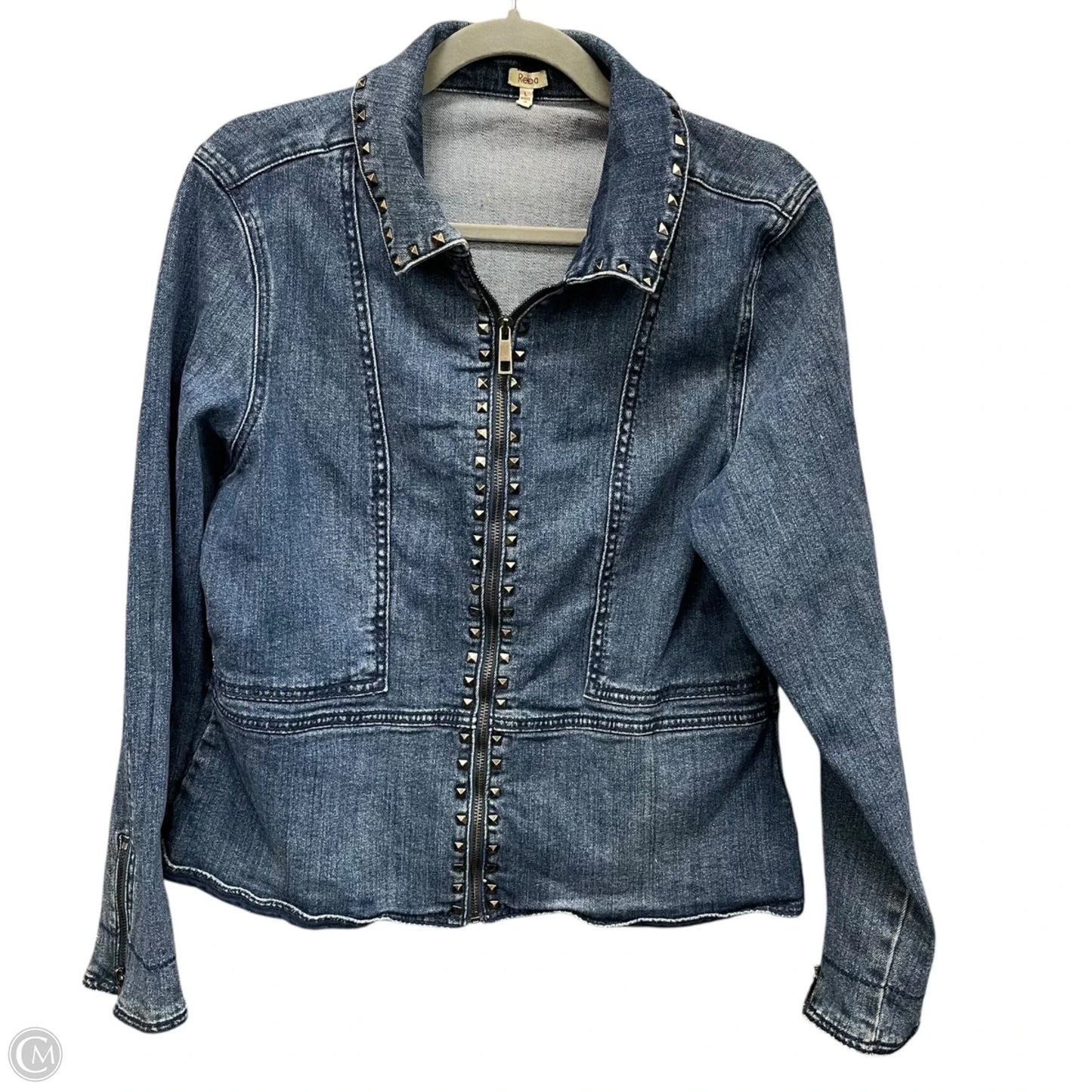 Jacket Denim By Reba In Blue Denim, Size: L