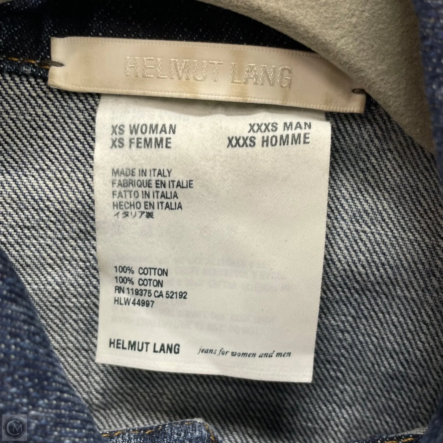 Jacket Denim By Helmut Lang In Blue, Size: Xs