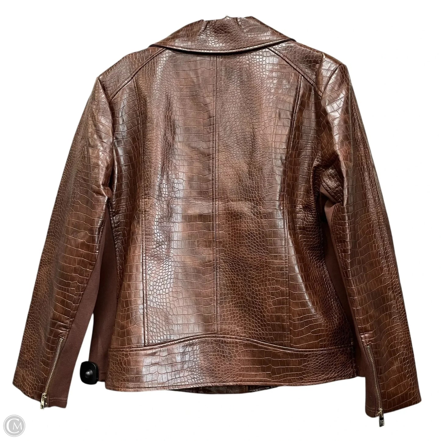 Jacket Moto By Chicos In Brown, Size: 16