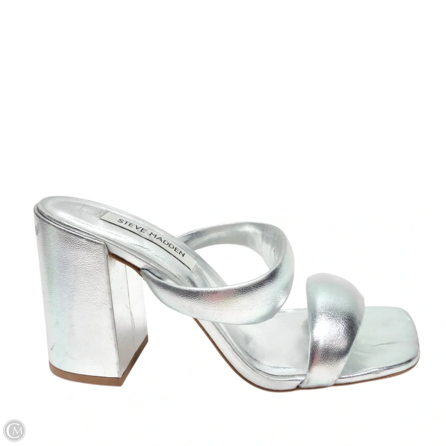 Sandals Heels Block By Steve Madden In Silver, Size: 7.5