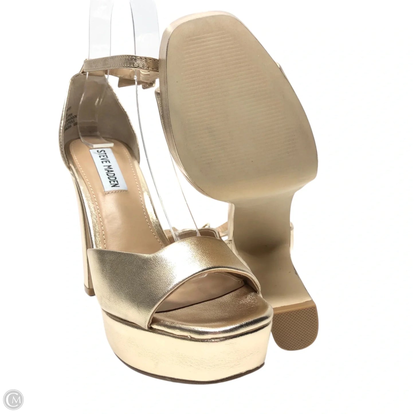 Sandals Heels Block By Steve Madden In Gold, Size: 6