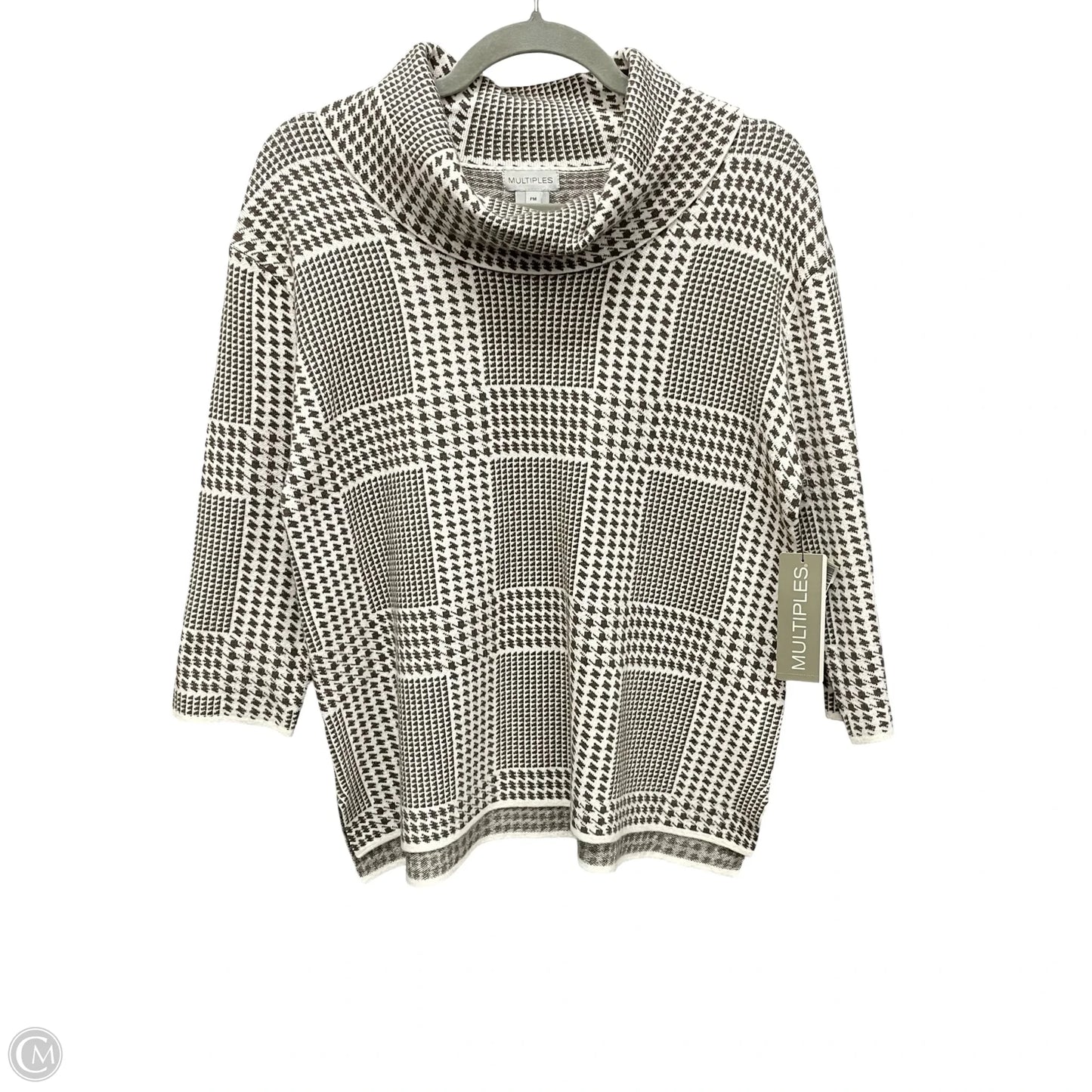 Sweater Short Sleeve By Multiples In Grey & White, Size: Mp