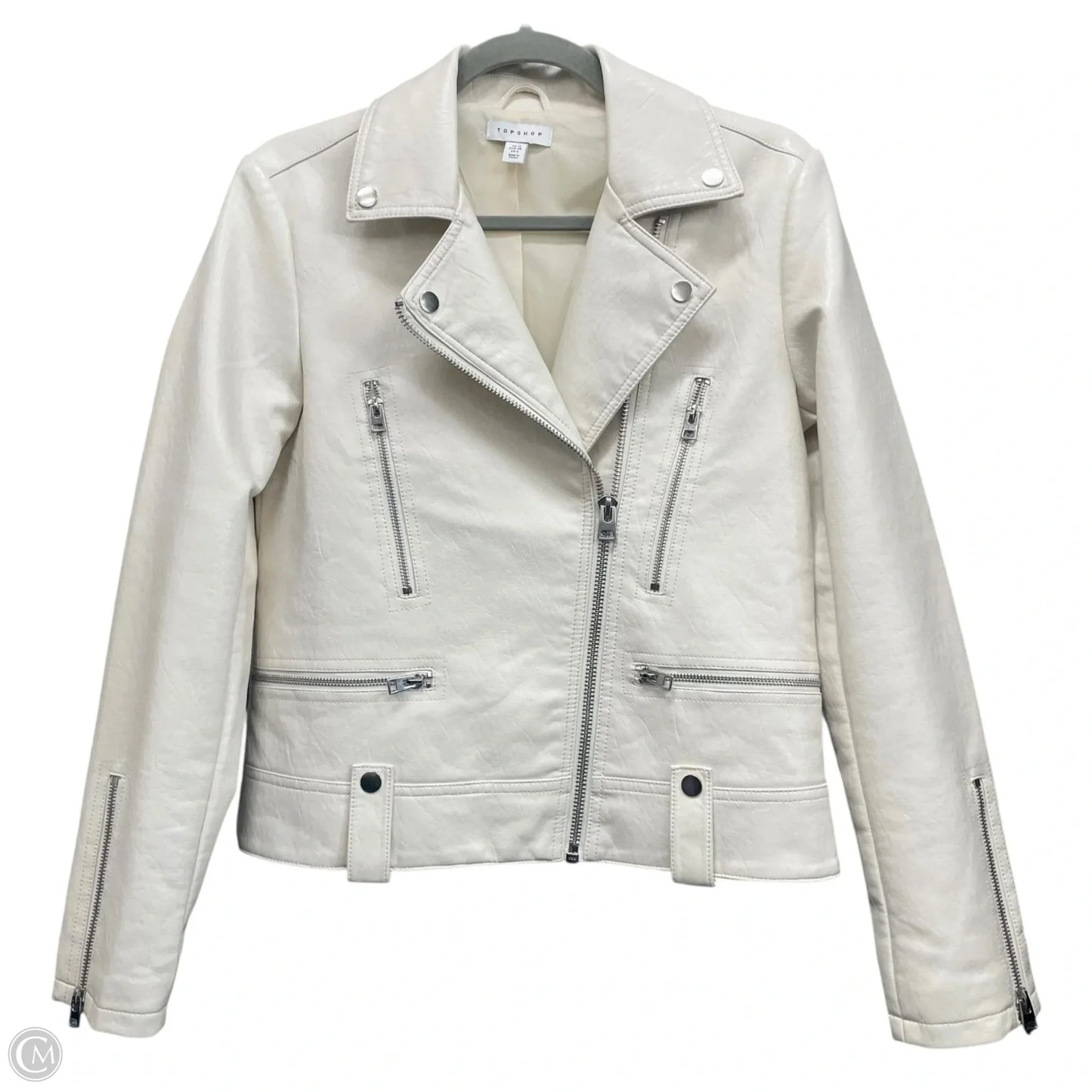 Jacket Moto By Top Shop In Cream, Size: 6
