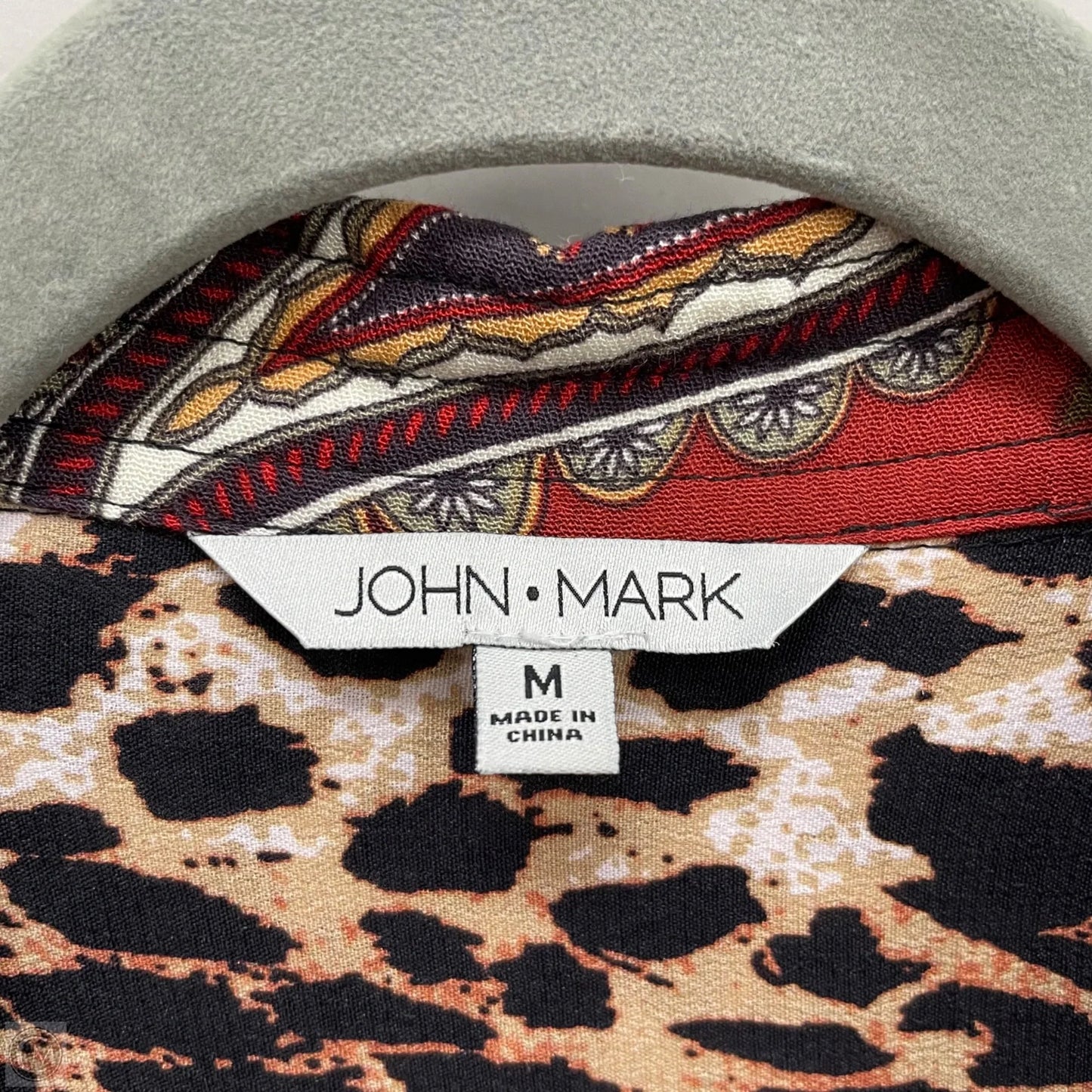 Tunic Long Sleeve By John Mark In Red & Tan, Size: M