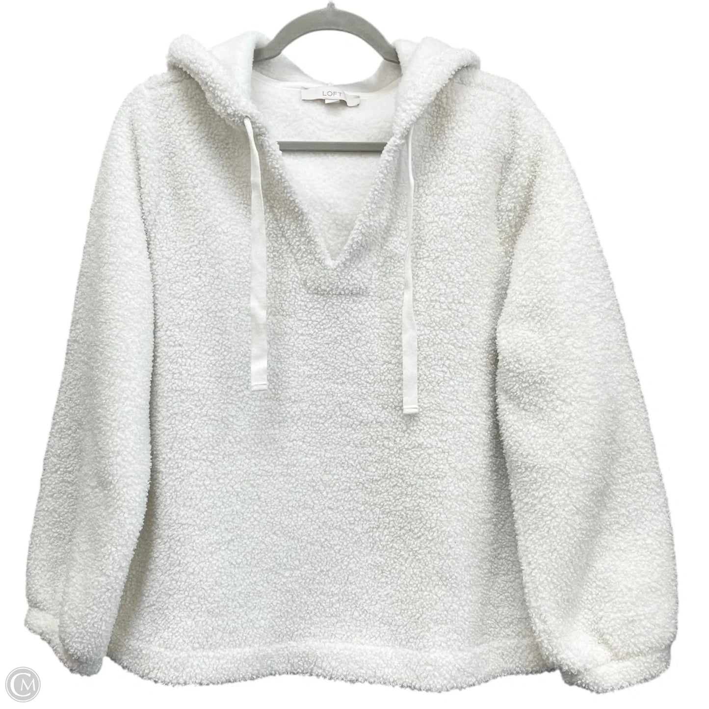 Sweatshirt Hoodie By Loft In Ivory, Size: L