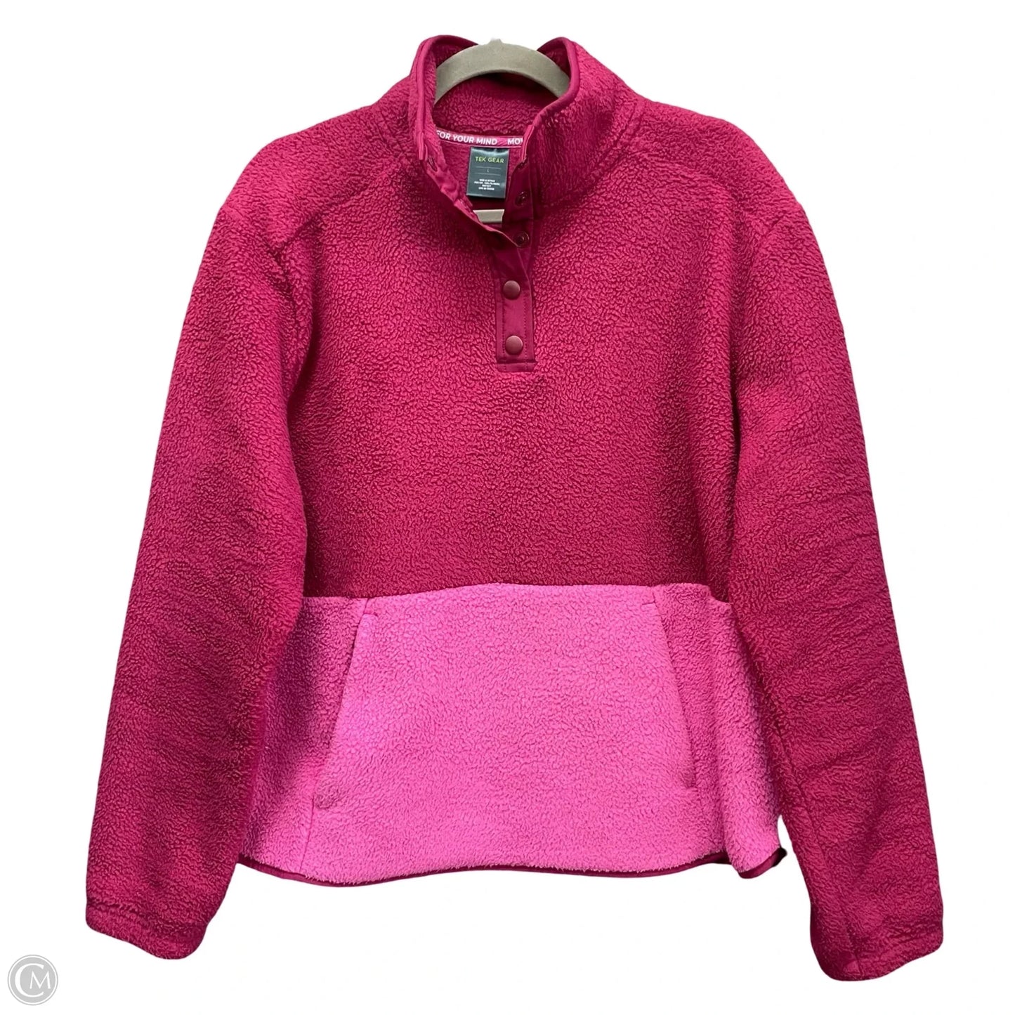 Jacket Fleece By Tek Gear In Pink & Purple, Size: L