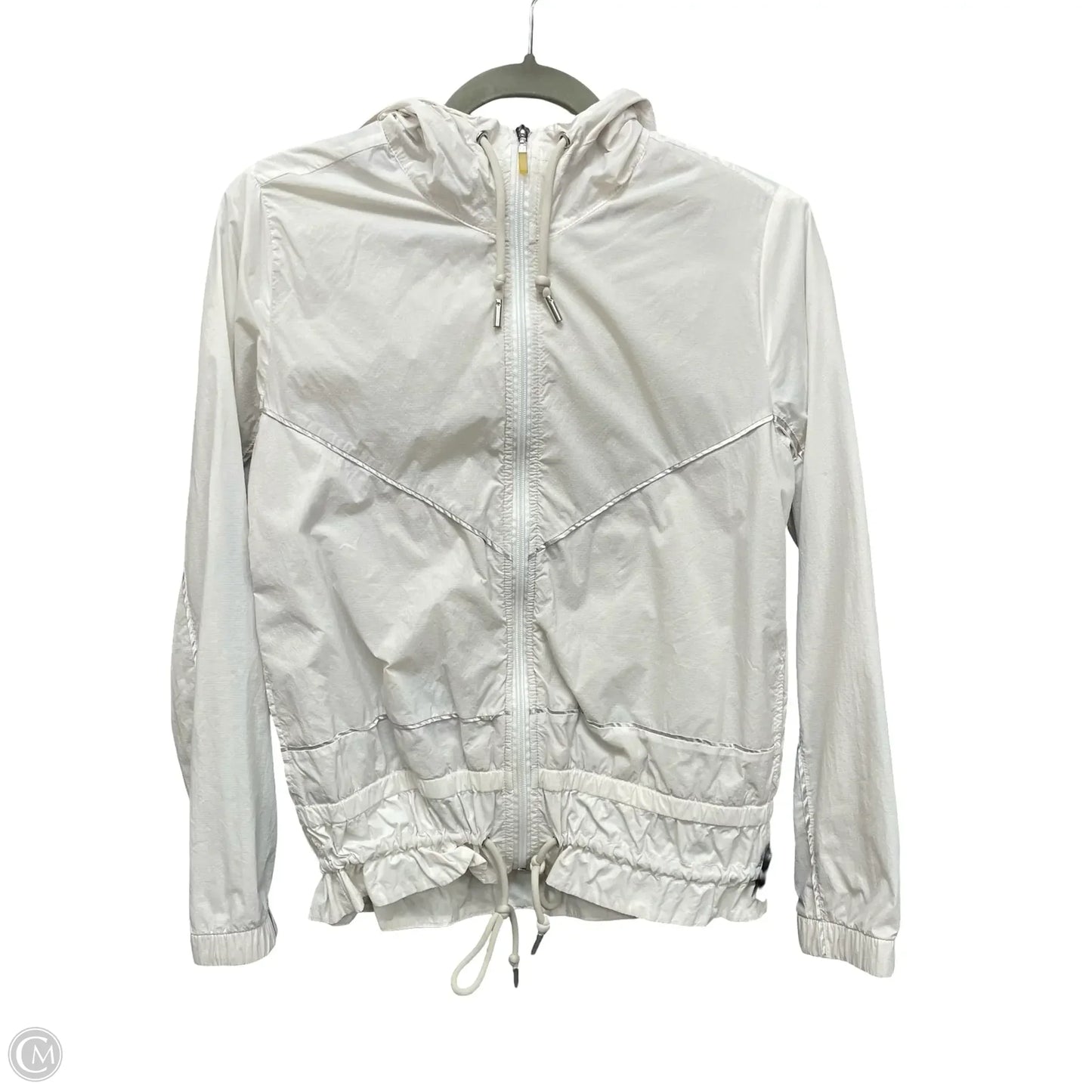 Jacket Windbreaker By Abercrombie And Fitch In Tan & White, Size: S