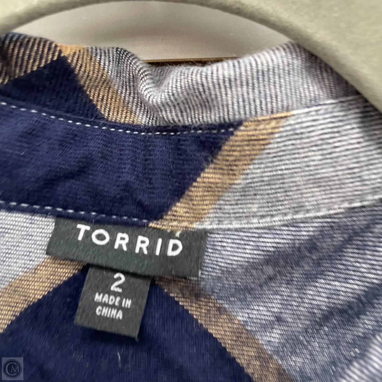 Top Long Sleeve By Torrid In Blue & White, Size: 2x