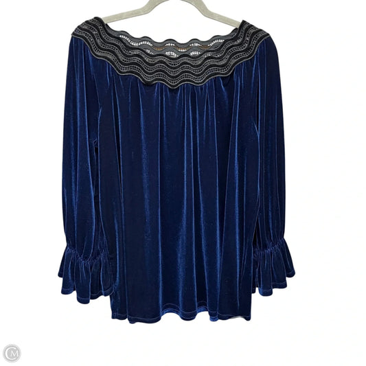 Top 3/4 Sleeve By Rafaella In Blue, Size: L