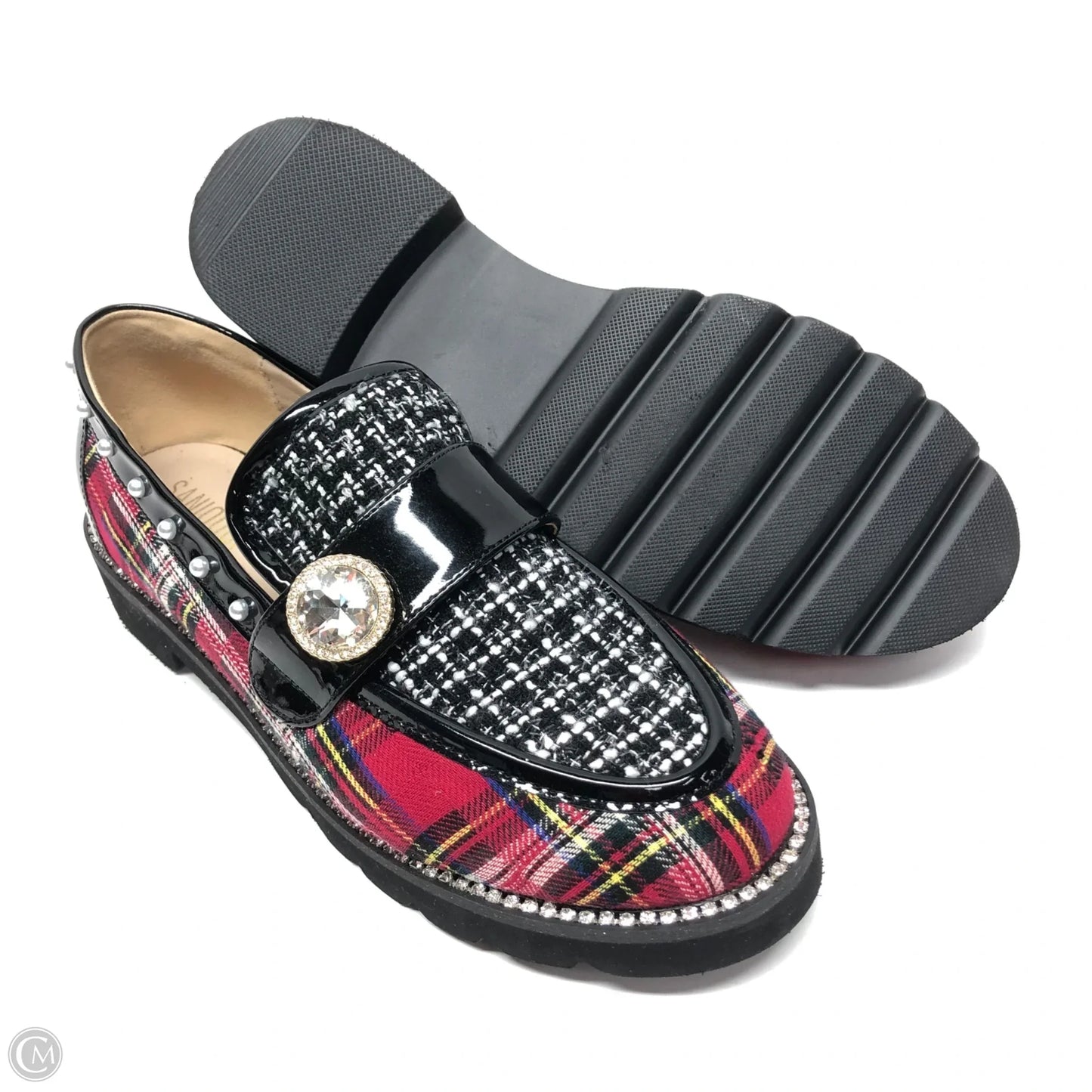 Shoes Flats By Clothes Mentor In Black & Red, Size: 7.5