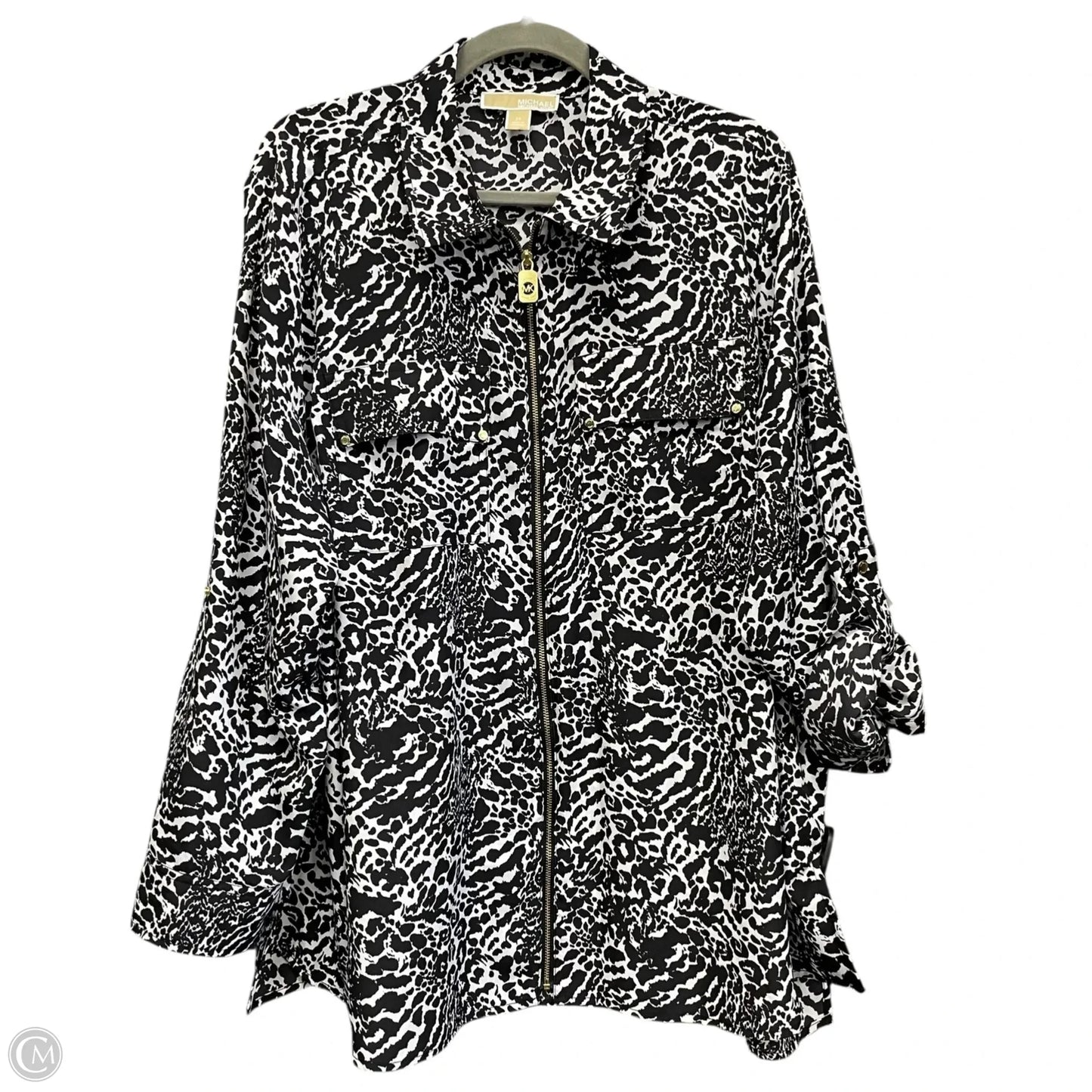 Top Long Sleeve By Michael By Michael Kors In Black & White, Size: 2x