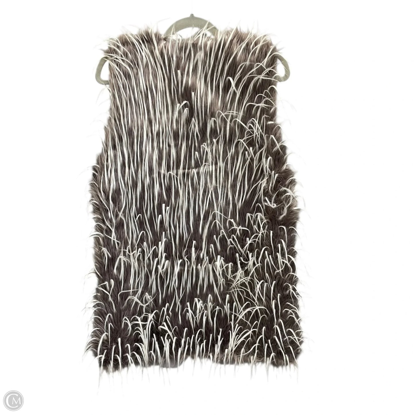 Vest Faux Fur & Sherpa By Clothes Mentor In Grey & White, Size: M