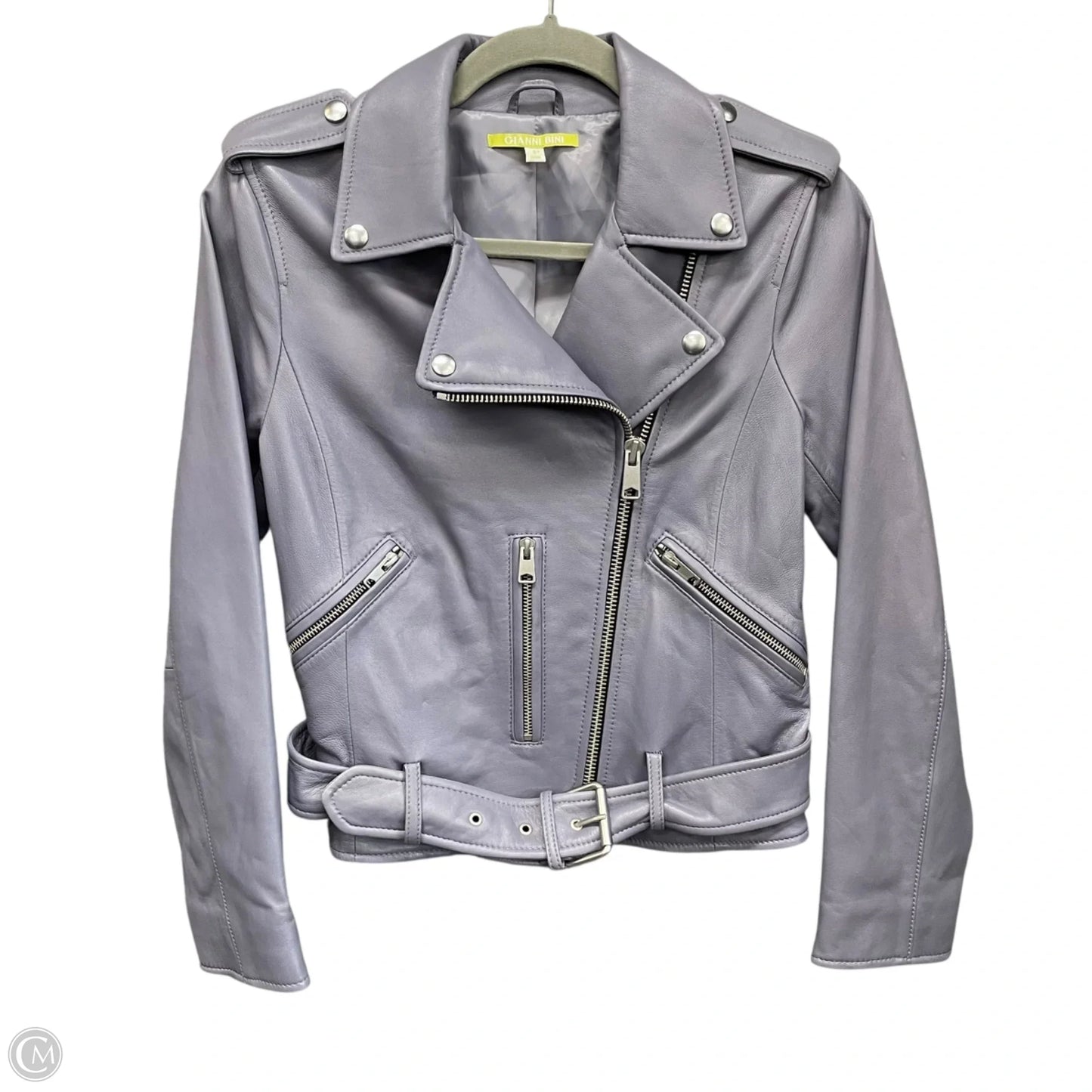 Jacket Moto Leather By Gianni Bini In Grey, Size: S