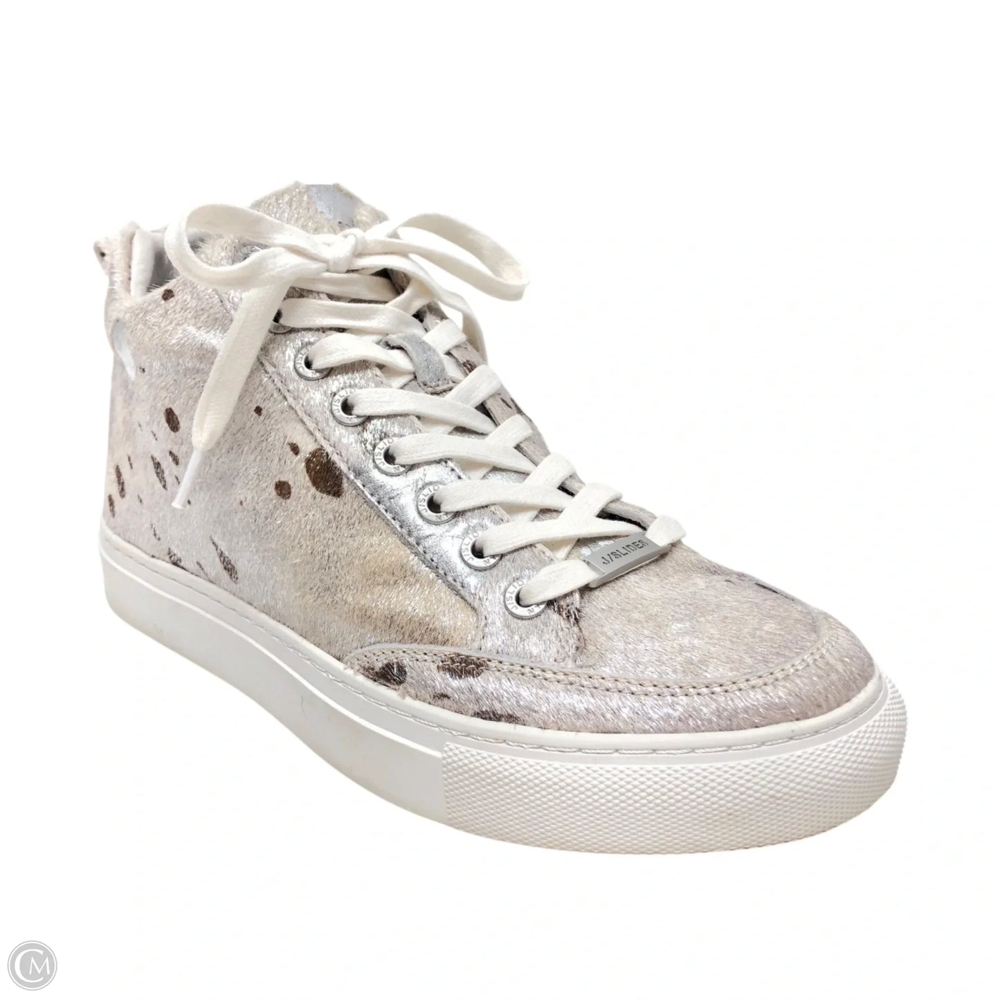 Shoes Sneakers By J Slides In Grey & Silver, Size: 6.5