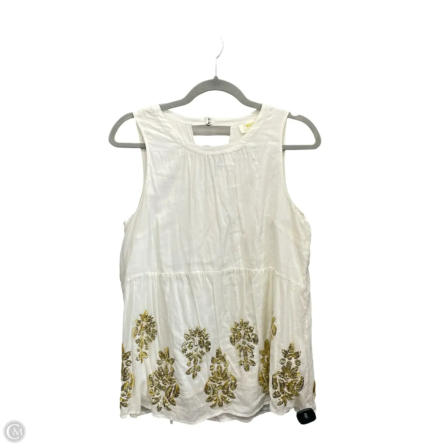 Top Sleeveless By Maeve In Gold & White, Size: M
