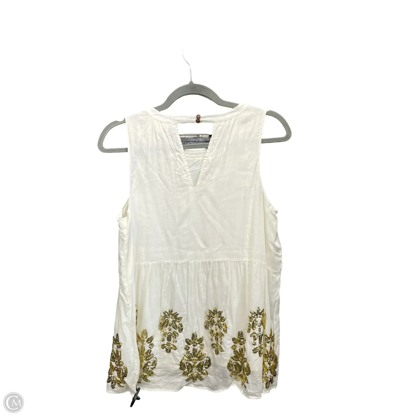 Top Sleeveless By Maeve In Gold & White, Size: M