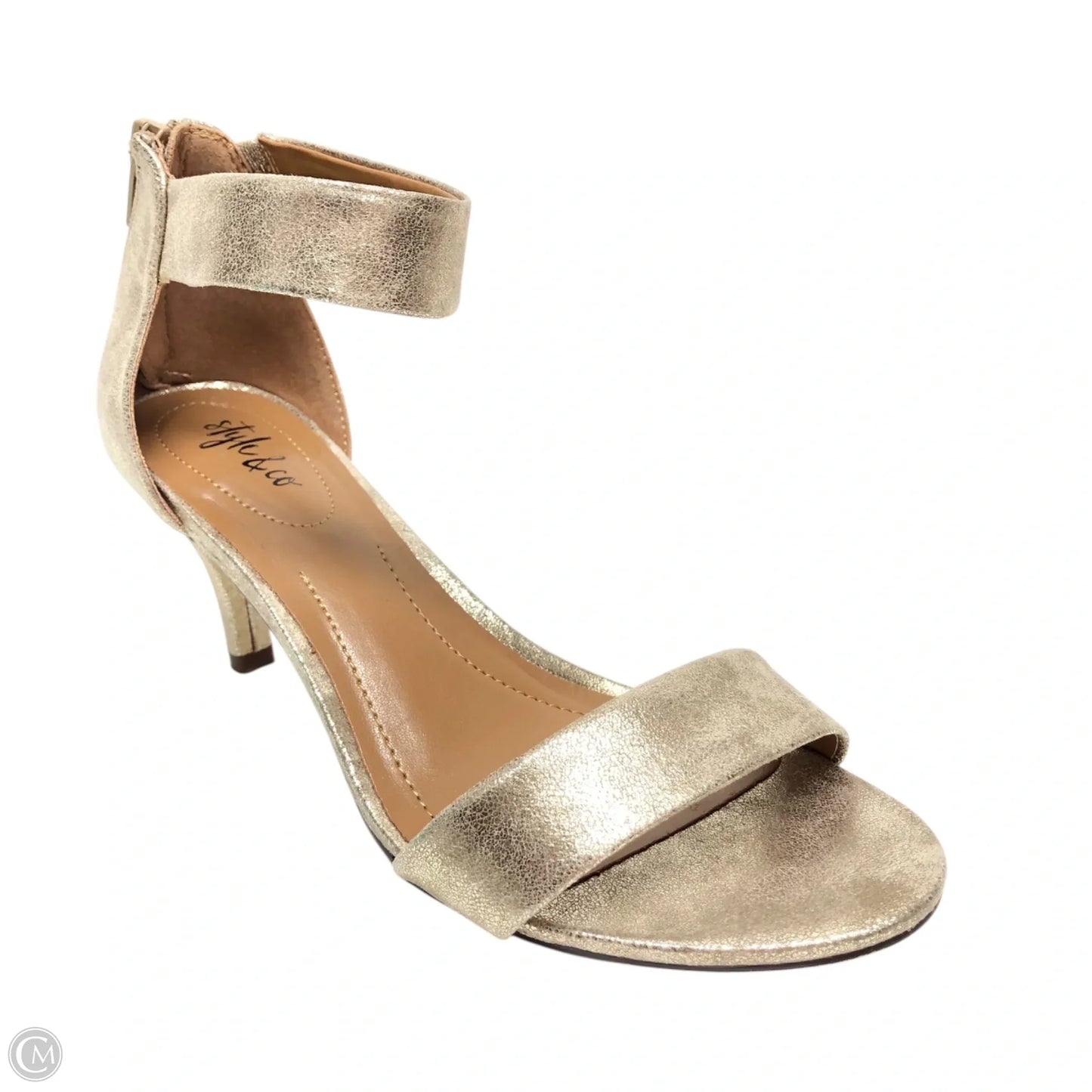 Sandals Heels Kitten By Style And Company In Gold, Size: 6.5