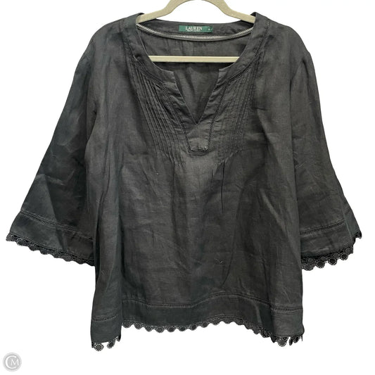 Top Long Sleeve By Lauren By Ralph Lauren In Black, Size: 1x