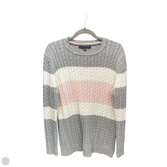 Sweater By Tommy Hilfiger In Grey & Pink, Size: Xl