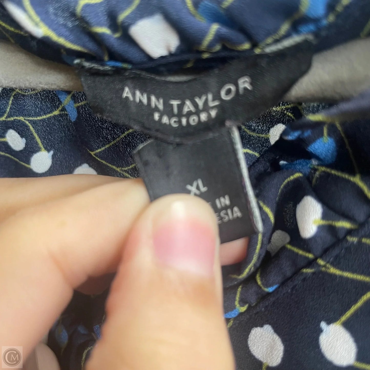 Blouse Long Sleeve By Ann Taylor In Black & Blue, Size: Xl