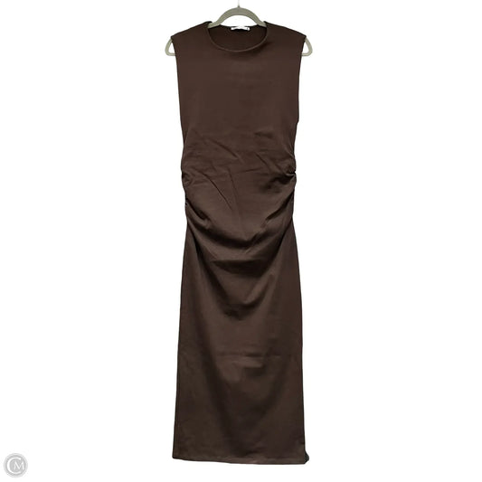 Dress Casual Midi By Zara In Brown, Size: L