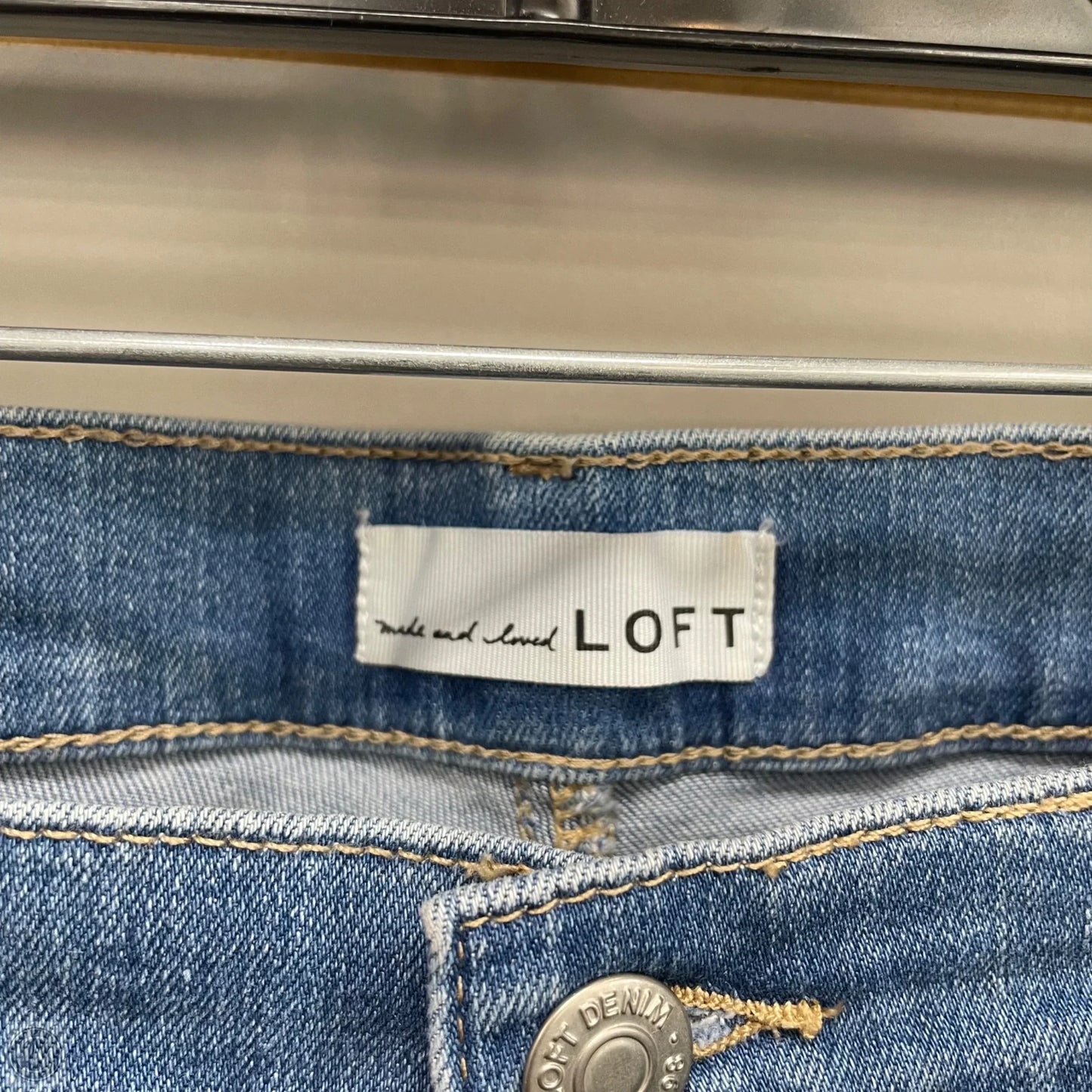 Jeans Boot Cut By Loft In Blue Denim, Size: 14