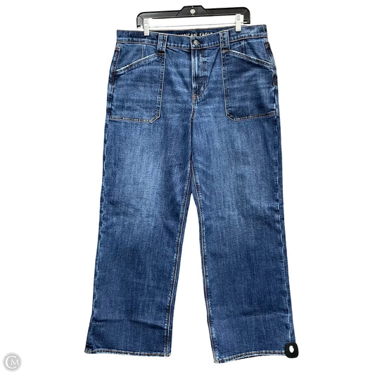 Jeans Wide Leg By American Eagle In Blue Denim, Size: 16