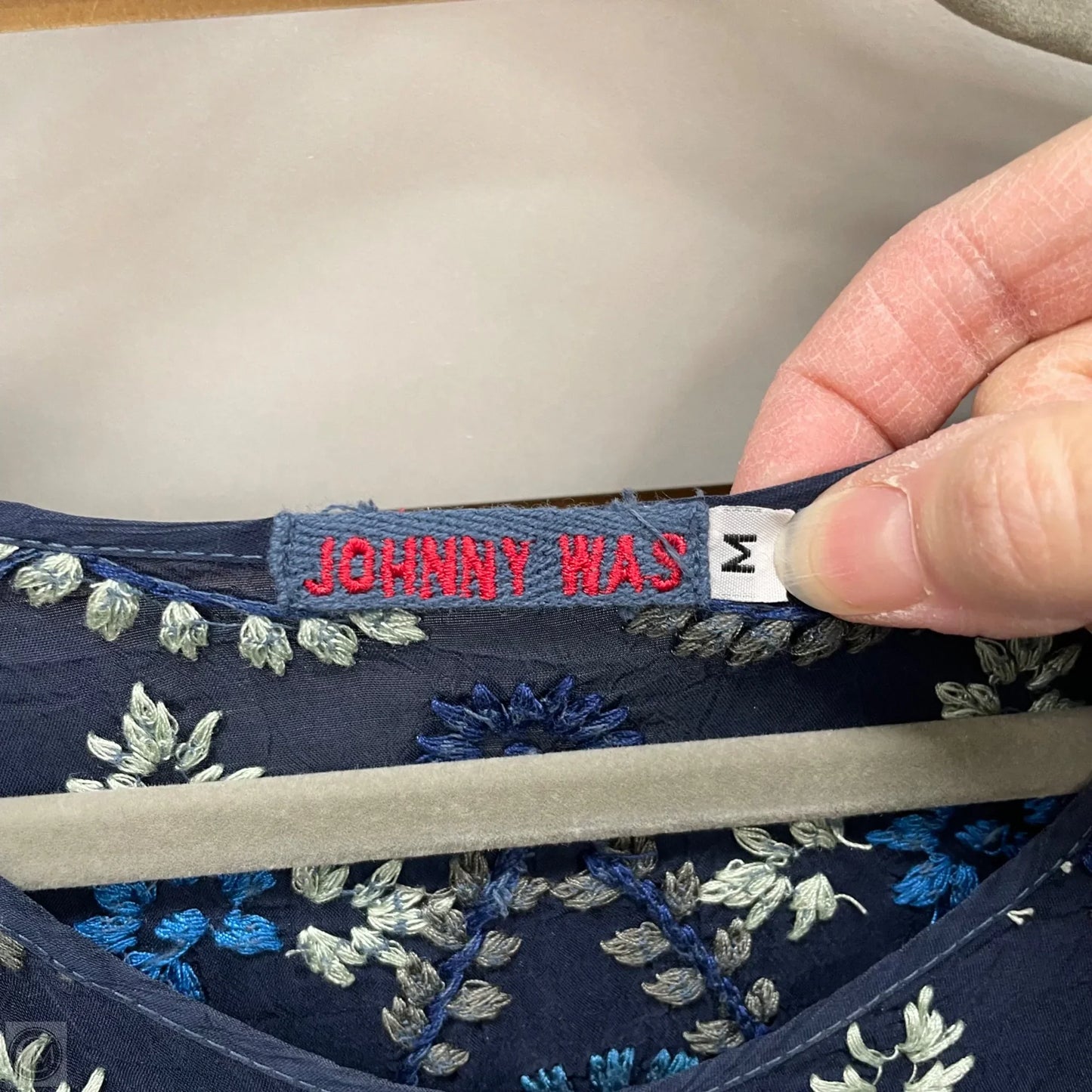 Top Short Sleeve By Johnny Was In Blue & Orange, Size: M