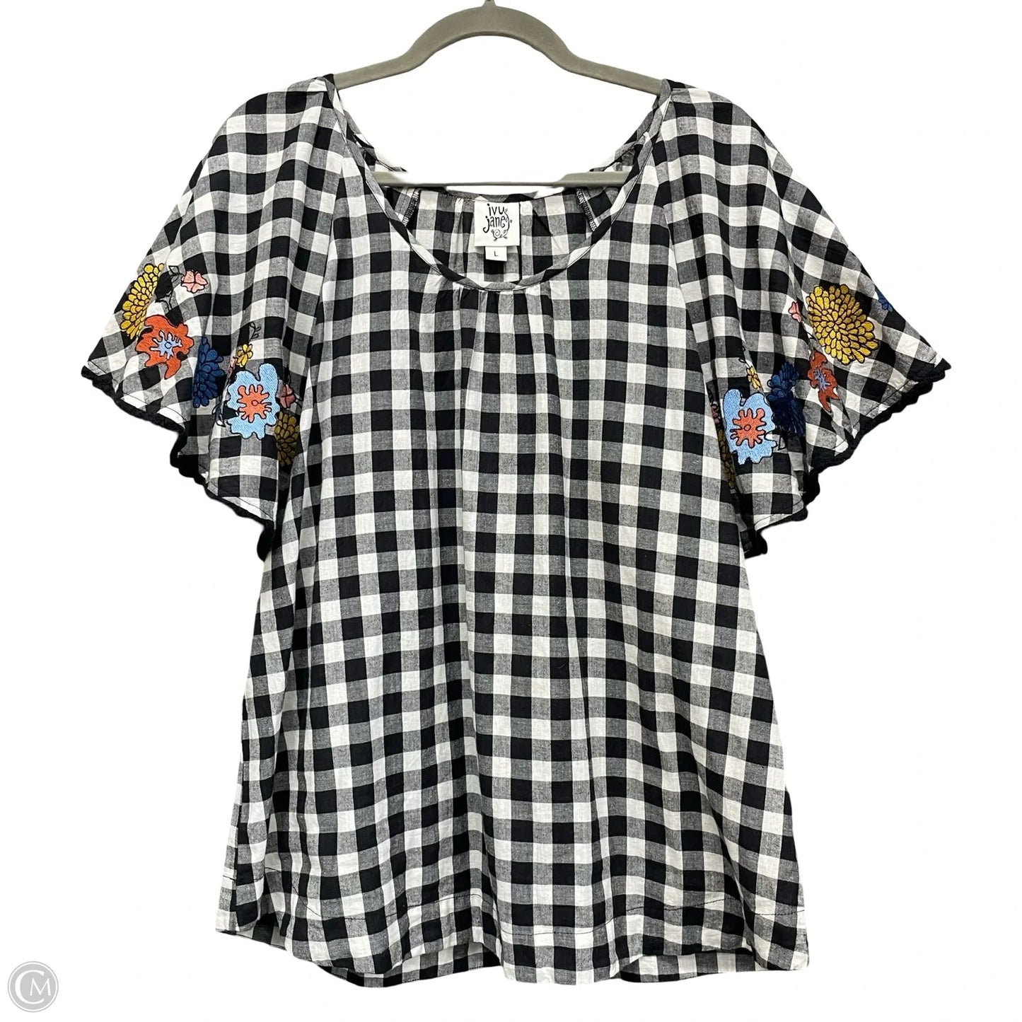 Top Short Sleeve By Ivy Jane In Black & White, Size: L