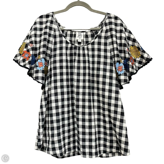 Top Short Sleeve By Ivy Jane In Black & White, Size: L