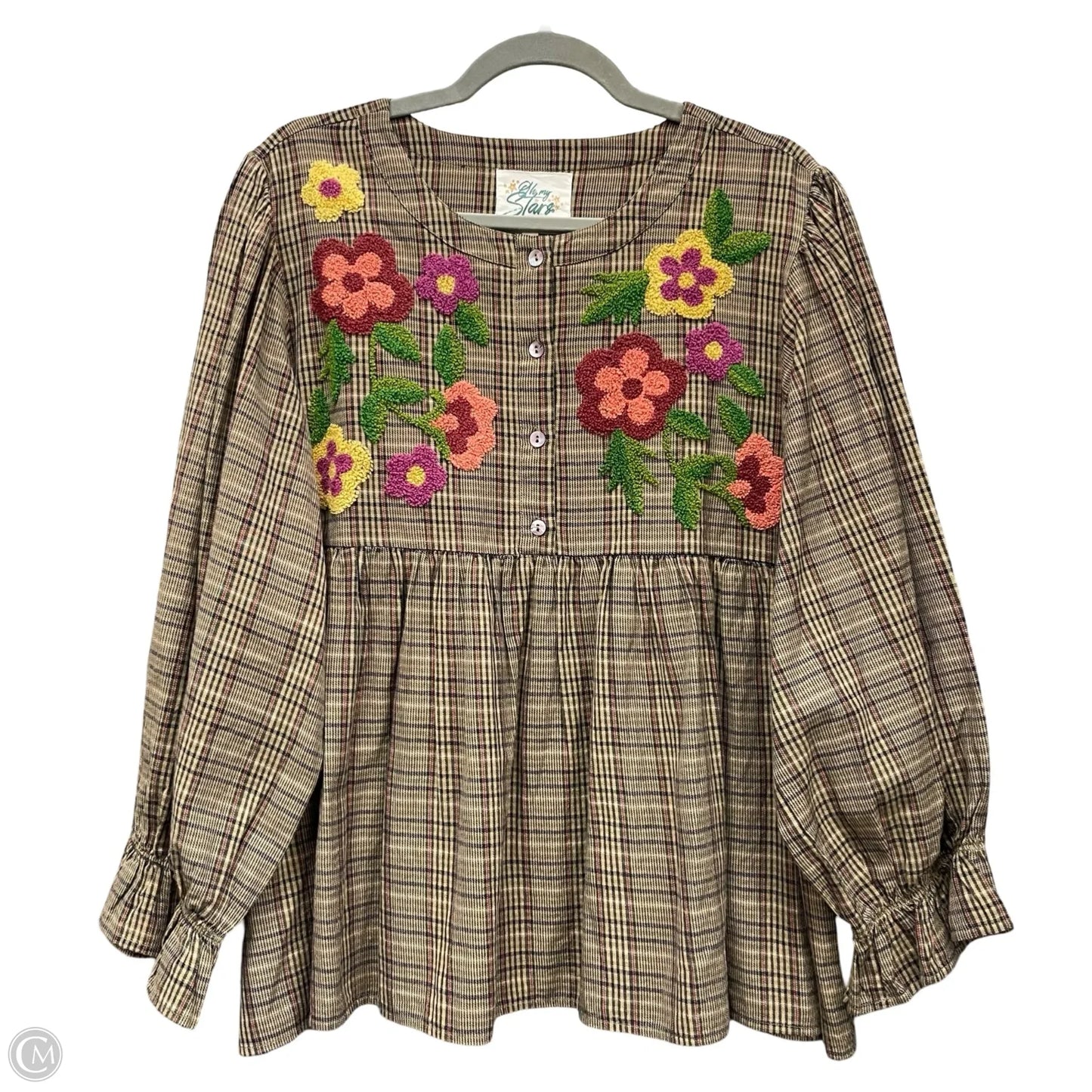 Top 3/4 Sleeve By Clothes Mentor In Brown, Size: L