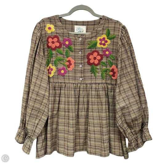 Top 3/4 Sleeve By Clothes Mentor In Brown, Size: L