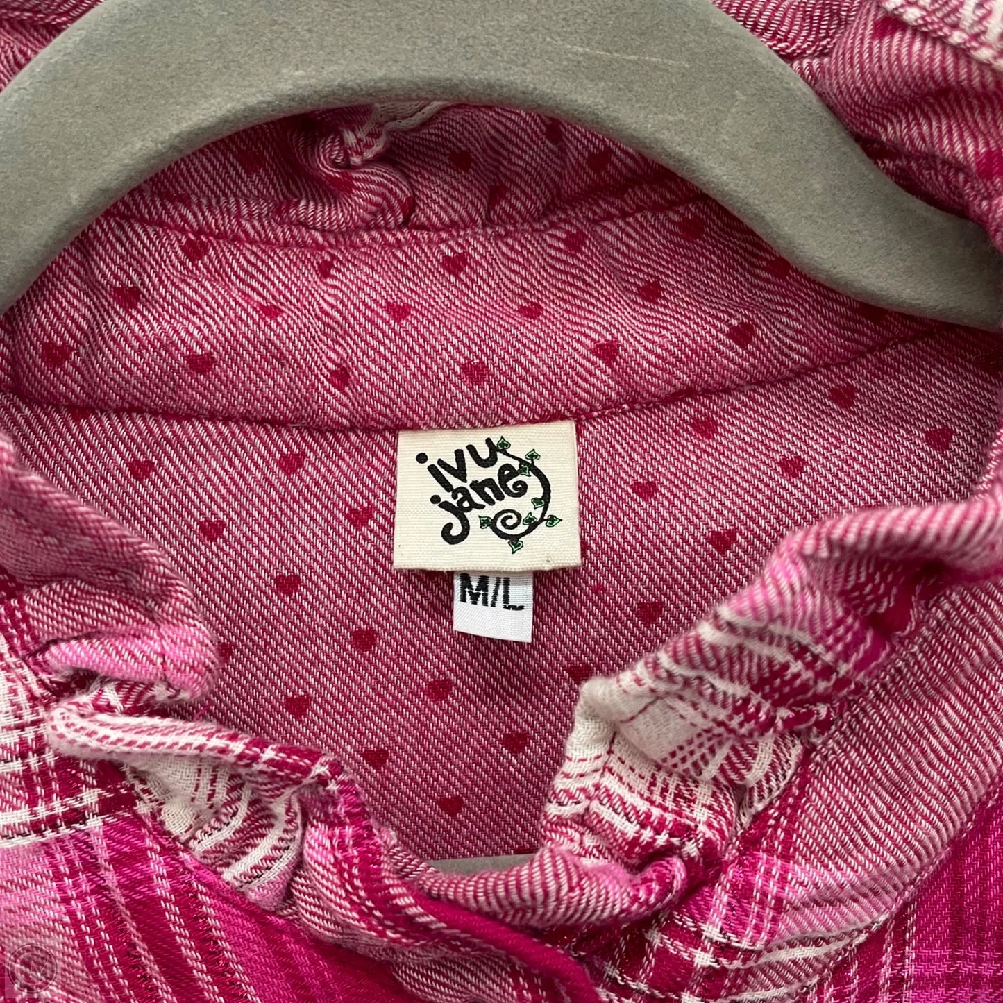 Top Long Sleeve By Ivy Jane In Pink & White, Size: L