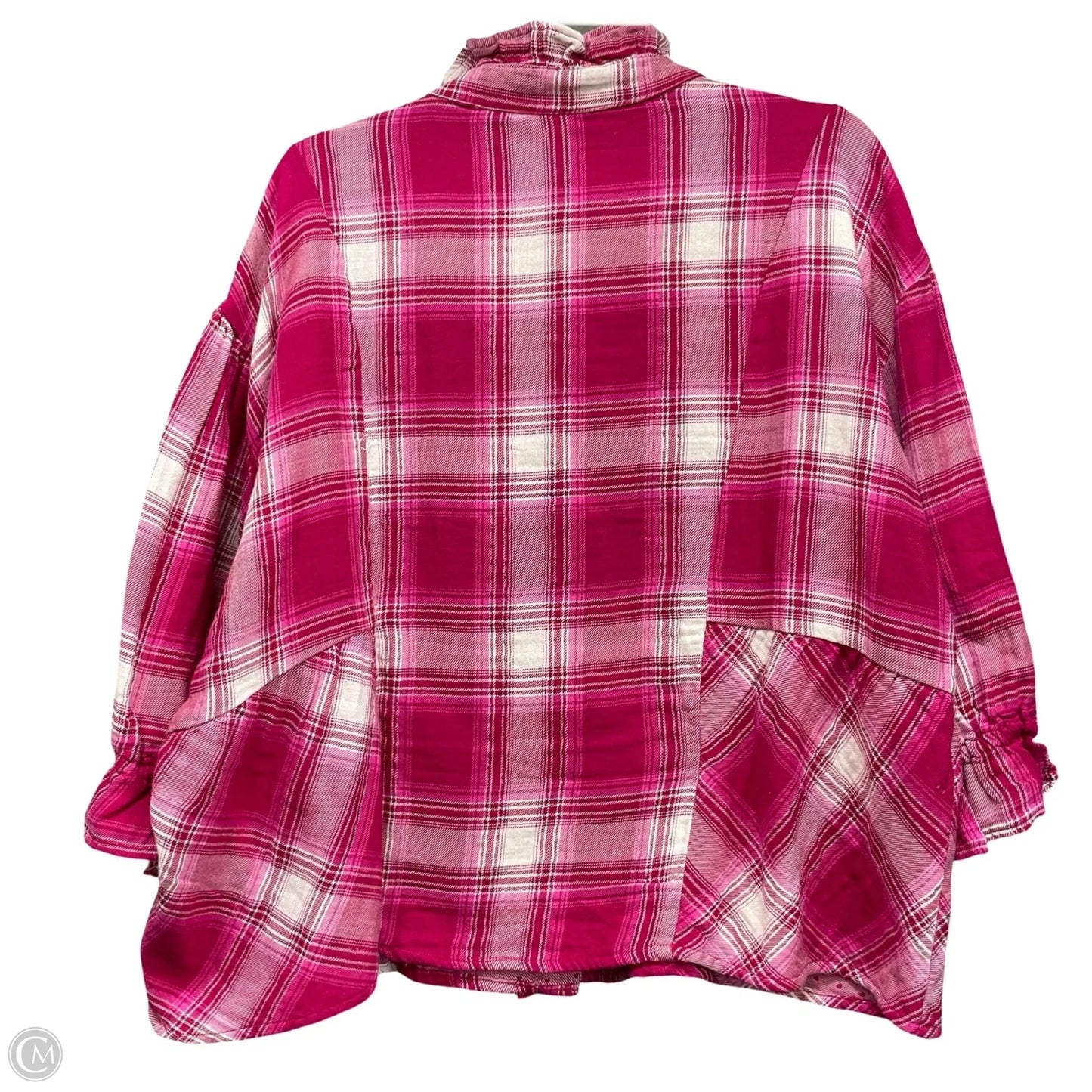 Top Long Sleeve By Ivy Jane In Pink & White, Size: L