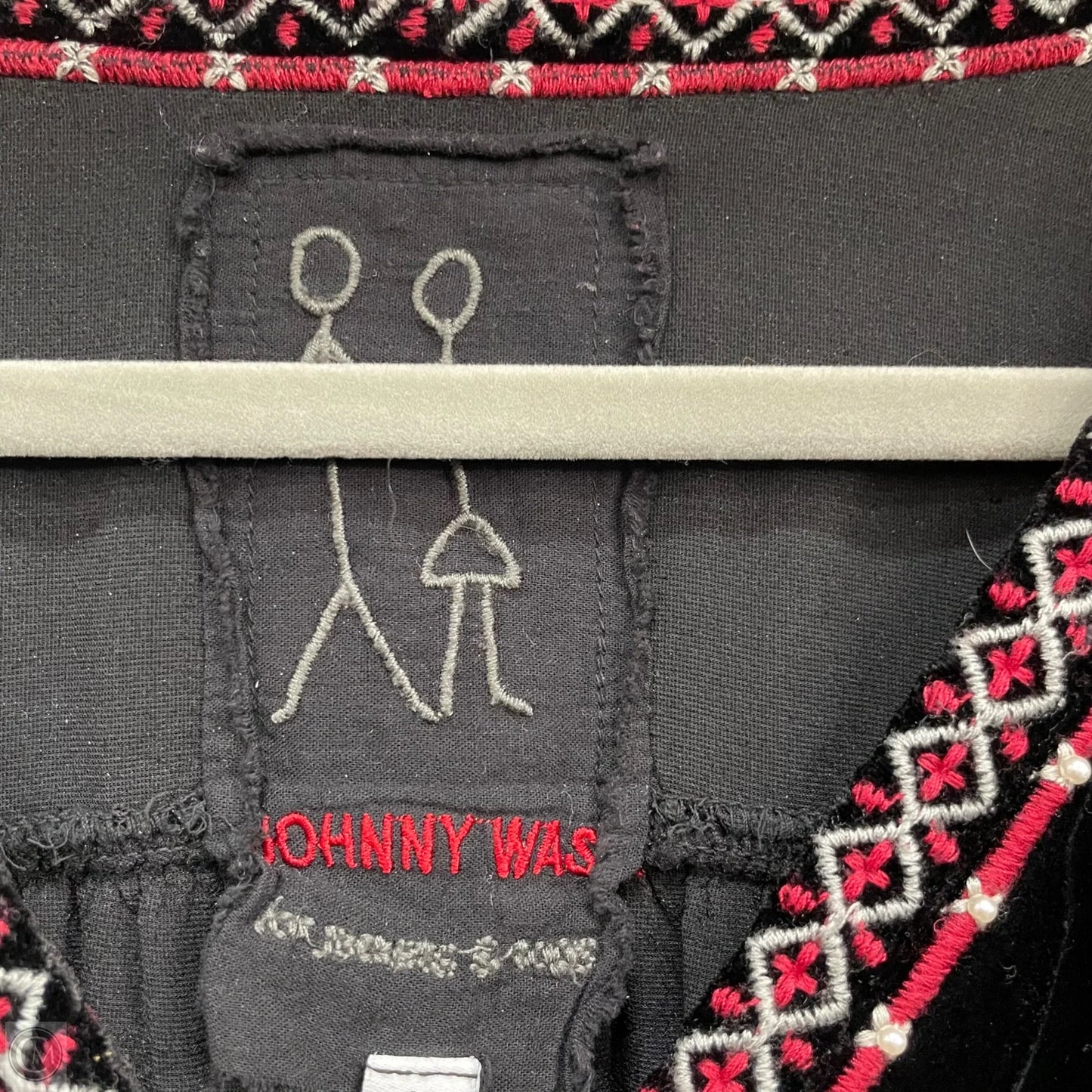 Top Long Sleeve By Johnny Was In Black & Red, Size: M