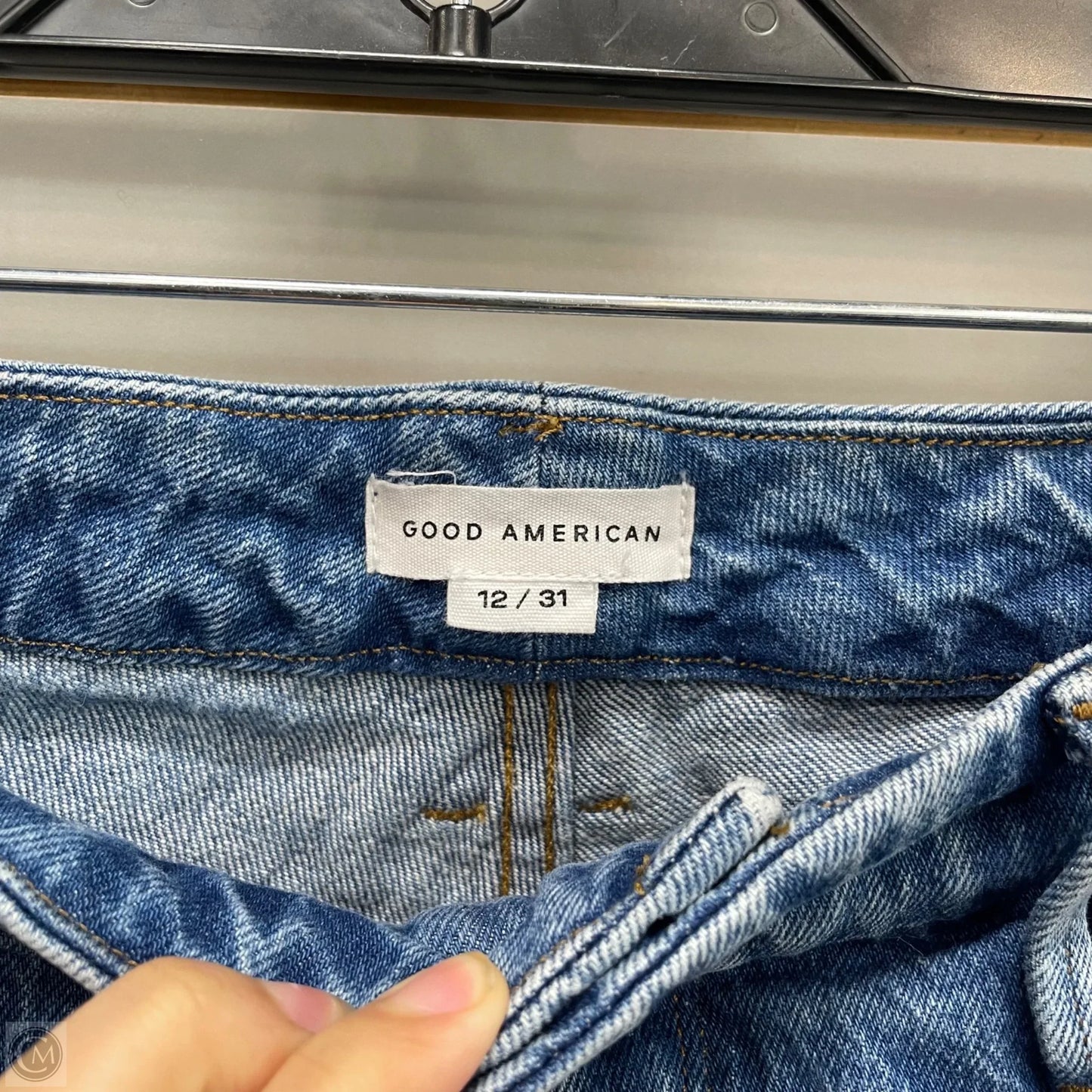 Jeans Straight By Good American In Blue Denim, Size: 12