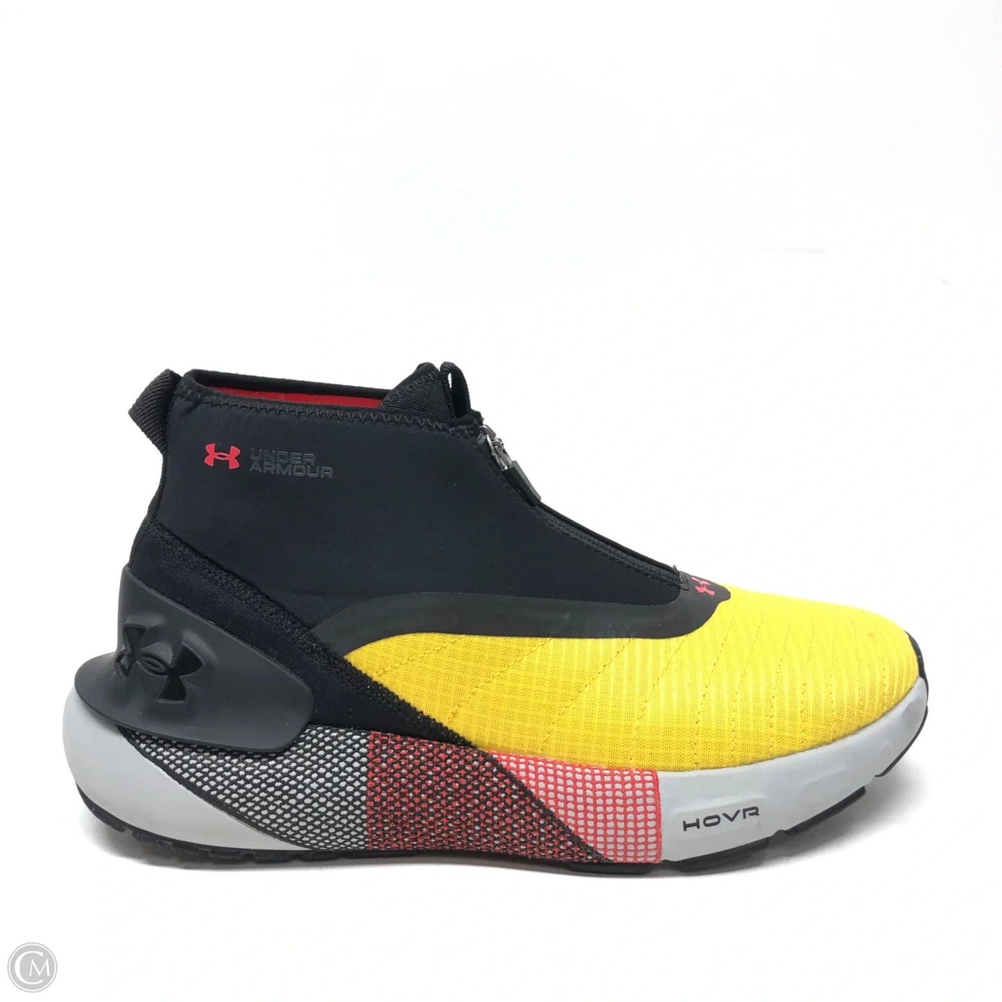 Shoes Sneakers By Under Armour In Black & Yellow, Size: 9