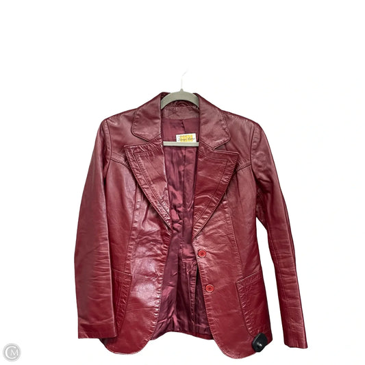 Jacket Leather By Clothes Mentor In Maroon, Size: 8