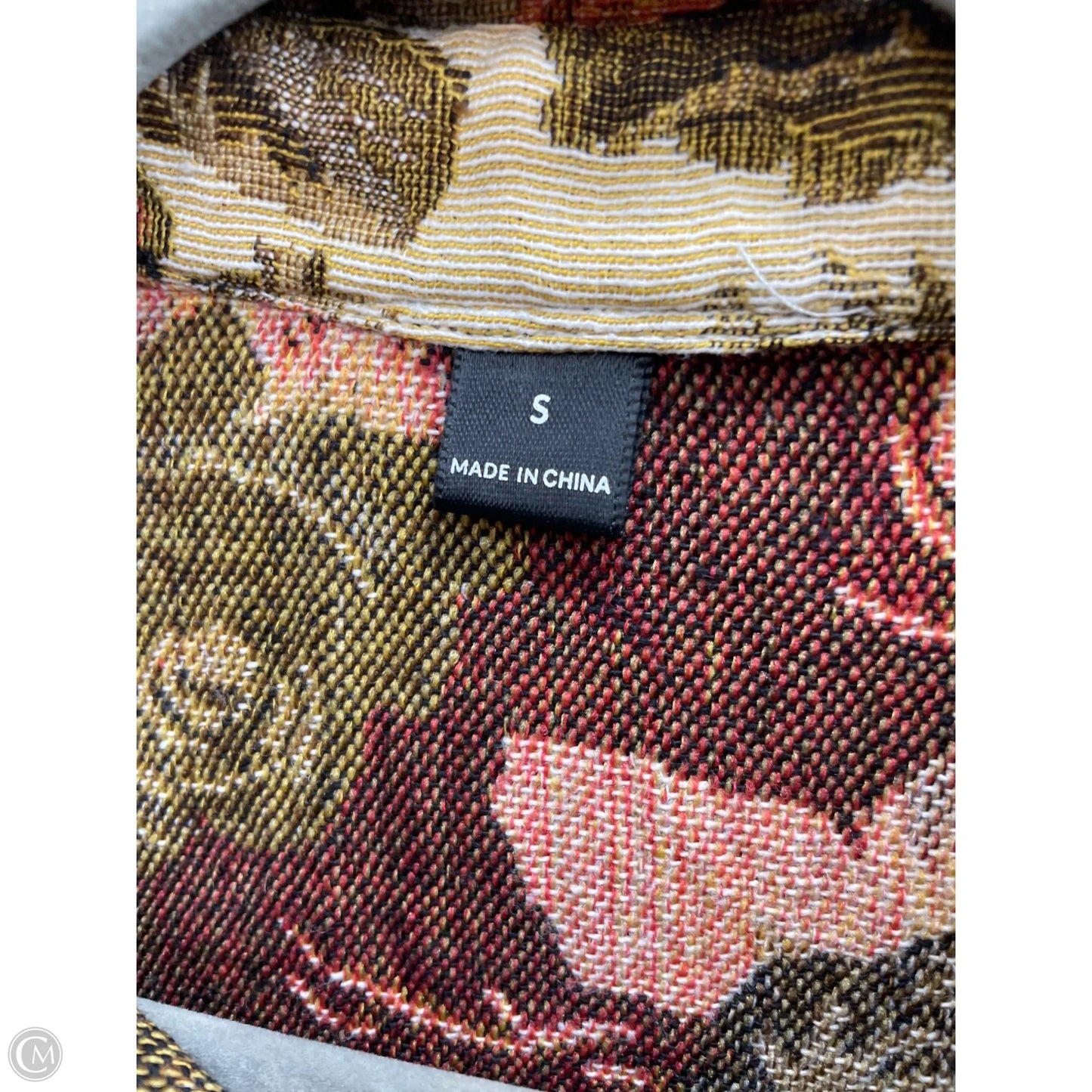 Jacket Shirt By Shein In Orange & Tan, Size: S